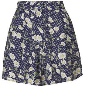 Topshop Womens Dotty Floral Print Shorts - Black