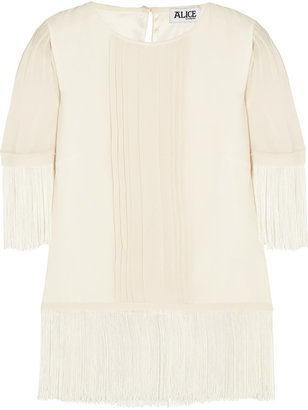 ALICE by Temperley Chateau fringed pleated georgette top