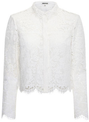 Whistles Chay Lace Cropped Shirt