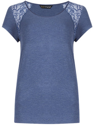 Marks and Spencer Rosie For Autograph Short Sleeve Lace Pyjama Top