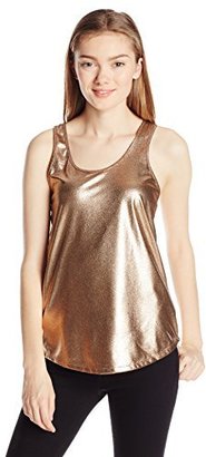 Rampage Juniors All Over Foil Knit Jersey Racerback Tank Top
