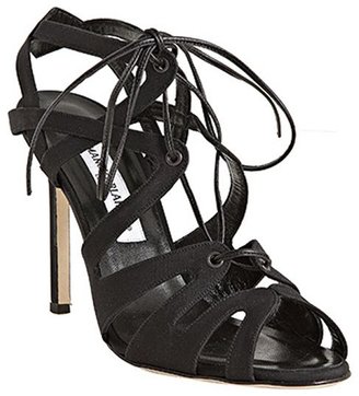 Manolo Blahnik black fabric 'Netochka' lace-up sandals