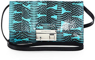 Michael Kors Gia Snake-Embossed Leather Clutch