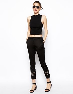 ASOS Trousers With Laser Cut Detail - Black