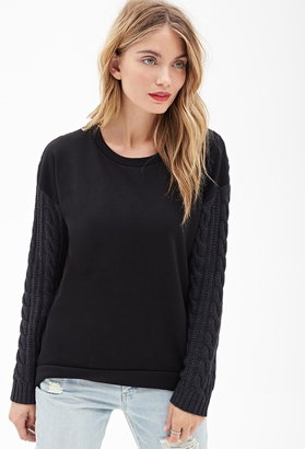 Forever 21 Contemporary Cable Knit-Paneled Sweater