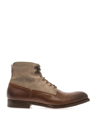 Alexander McQueen Leather and suede lace-up boots