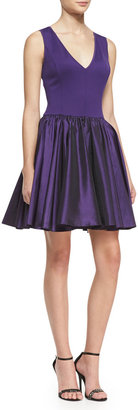 Halston Sleeveless Fit-&-Flare Combo Dress, Purple