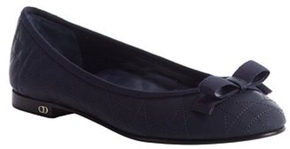 Christian Dior black leather bow detail flats