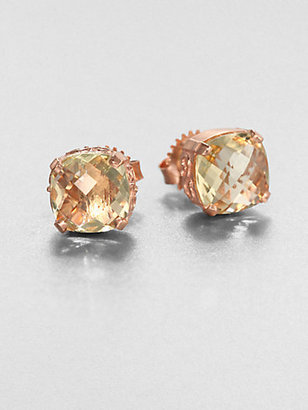 Suzanne Kalan Lemon Quartz & 14K Rose Gold Stud Earrings