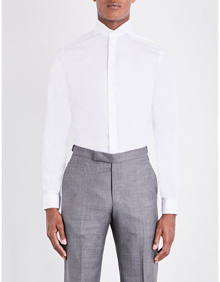 Eton Men's White Super Slim-Fit Single-Cuff Cotton Shirt, Size: 15