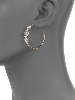Ippolita Rose Rock Candy Clear Quartz #3Three-Stone Hoop Earrings/1.5"