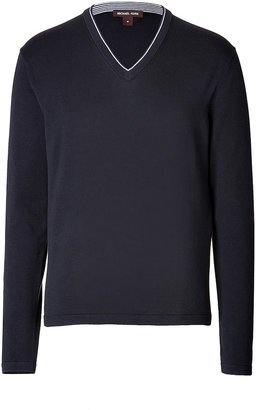 Michael Kors Cotton Tipped V-Neck Pullover
