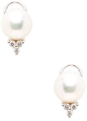 14K White Gold, South Sea Pearl & 0.30 Total Ct. Diamond Stud Earrings