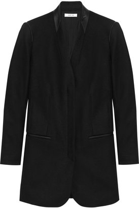 Helmut Lang Oversized leather-trimmed wool-blend blazer
