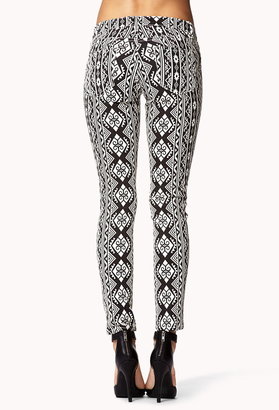 Forever 21 Tribal Print Embroidered Skinny Jeans
