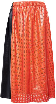 Proenza Schouler Orange And Black Paper Leather Elastic Waist Mid