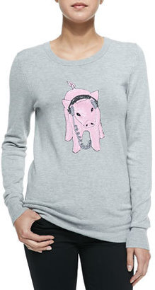 French Connection This Little Piggy Melange Long-Sleeve Sweater
