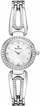 Bulova Women Silver-Tone Crystal-Accent Bangle Bracelet Watch 23mm 96L126