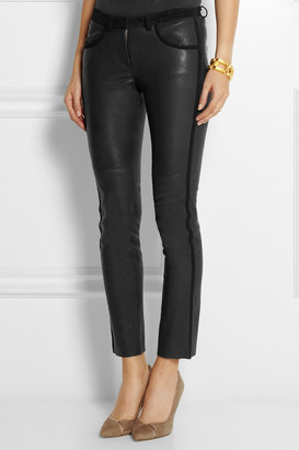 Isabel Marant Dana suede-trimmed stretch-leather skinny pants