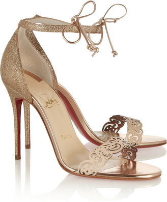 Christian Louboutin Valnina 100 glitter-finished and leather sandals