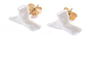 NEKTAR DE STAGNI Shark-tooth pearlescent coated silver earrings