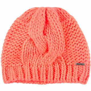 DKNY loose stitch knit hat - neon orange