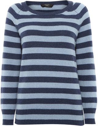 Max Mara Ecru long sleeved striped cashmere jumper