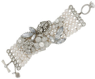 Betsey Johnson Pearl andWide Toggle Bracelet - CRYSTAL