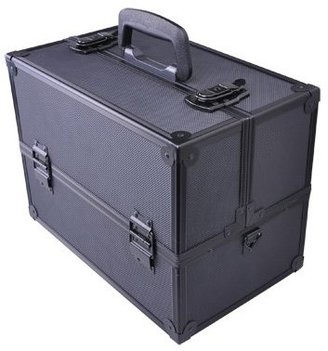 Professional Large Black Aluminum Cosmetic Box Train Makeup Artist Storage Case by Generic