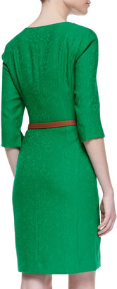 Kay Unger New York 3/4-Sleeve Belted V-Neck Dress