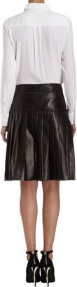 Barneys New York Accordion-Pleated Leather Skirt-Black