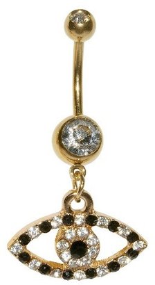 Women's Supreme JewelryTM Curved Barbell Belly Ring with Stones - Gold/Black