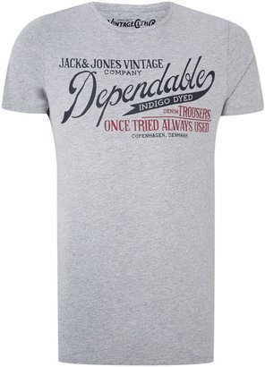 Jack and Jones Men's Vintage brand slogan t-shirt