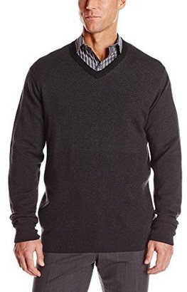 Perry Ellis Men's Big-Tall Big and Tall Tonal Multi Pattern V-Neck Sweater