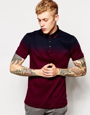 Ted Baker Polo Shirt In Ombre Jacquard