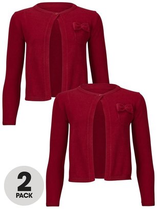 Top Class Girls Cotton Bow Cardigan (2 Pack)