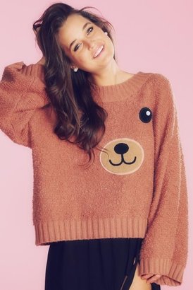 Wildfox Couture Teddy Girl Chunky Oversized Sweater in Pudding Cup
