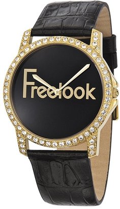 Freelook Women's HA8158G-7 Gold Tone Swarovski Bezel Dial Leather Band Watch