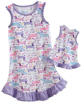 Jumping beans ® puppy nightgown & doll gown set - girls 4-7