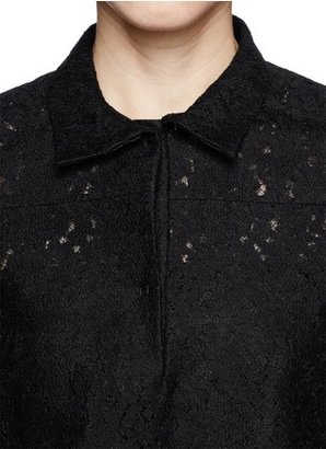 Nobrand Sheer organza floral lace shirt dress
