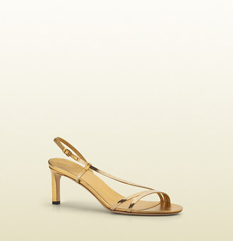 Gucci Othilia Gold Chain Mid-Heel Sandal