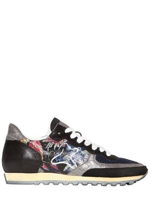 Ama - Floral Print Leather Running Sneakers