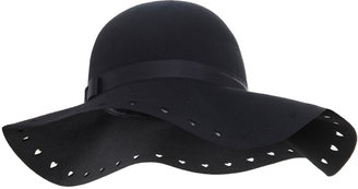 Miss Selfridge Black cutwork heart floppy hat