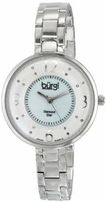 Burgi Women's BUR103SS Swiss Quartz Watch with White Mother of Pearl and Dial and Bracelet
