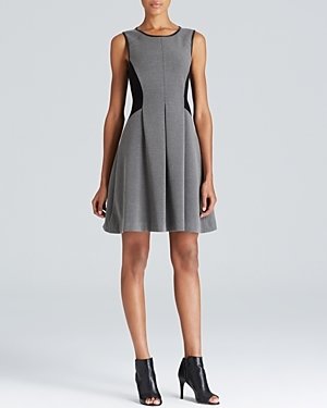 Adrianna Papell Faux Leather Trim Dress