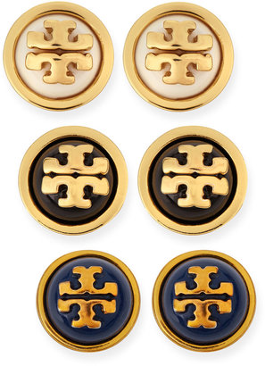 Tory Burch Melodie Logo Stud Dome Earrings, Navy