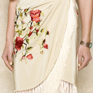 Ralph Lauren Blue Label Embroidered Silk Wrap Skirt