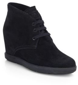 Prada Suede Wedge Ankle Boots