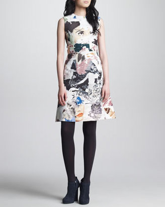Carven Collage-Print Sleeveless Dress, Multicolor