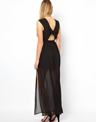 Love Maxi Dress with Lace Waist and Plunge Neck